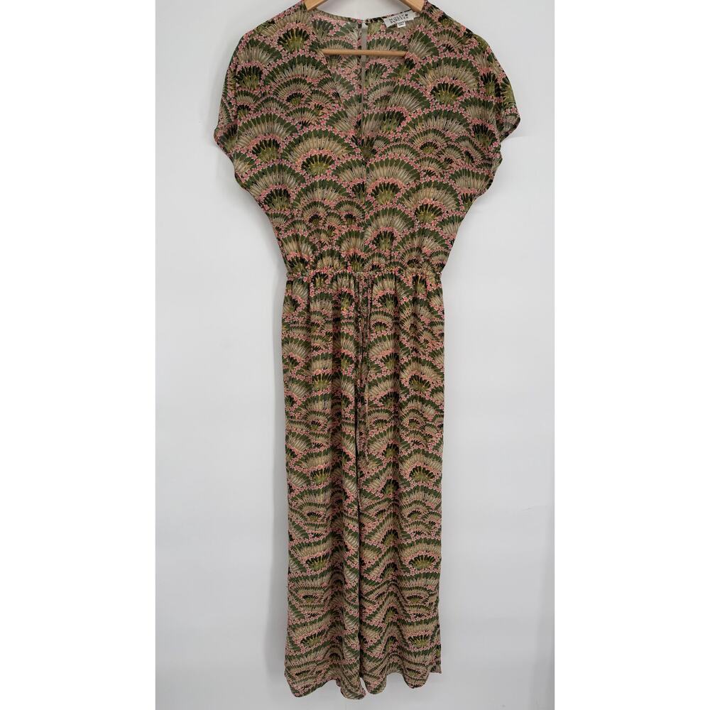 Molly Braken Jumpsuit Women XS Floral Keyhole Back Romantic Feminine Art Deco‎